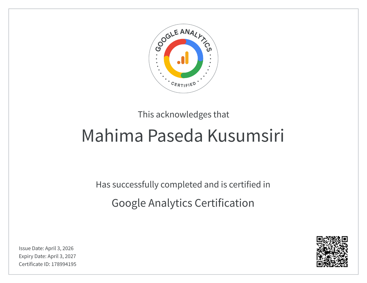 Google Analytics Certification